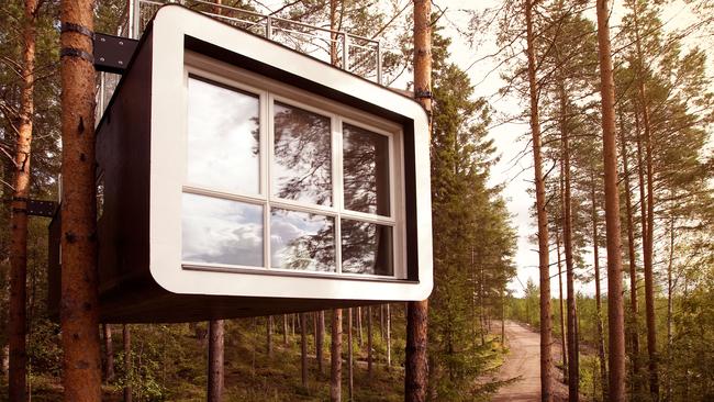 A tree house hotel room. In Sweden, As you do. ‘Treehotel’ has been named the best ‘family’ hotel