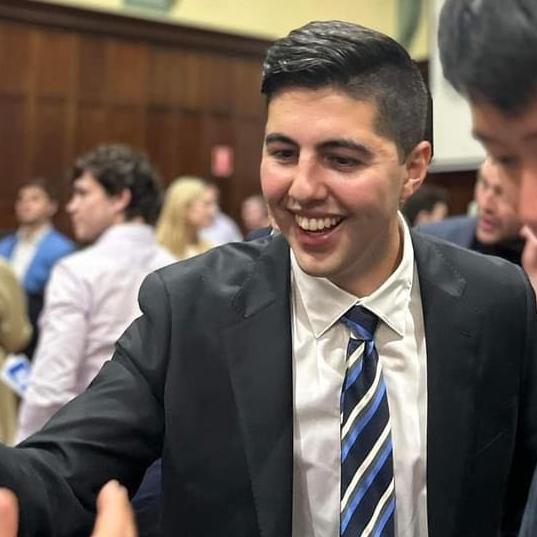 Young Liberals president Dean Dell'Orso took the microphone and quickly apologised after Mr Kennett’s speech. Picture: Facebook