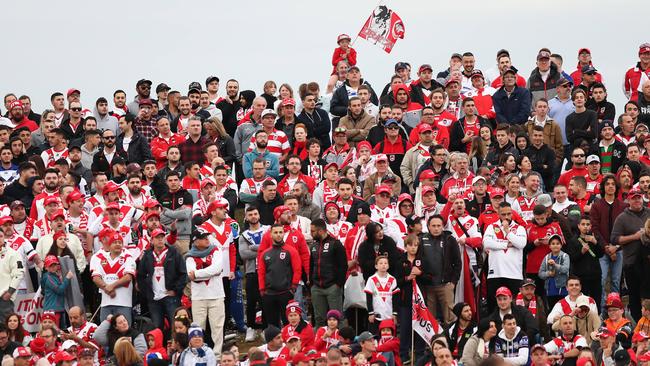 Fans vented their frustrations at Dragons players following their loss to the Bulldogs. Picture: Brett Costello