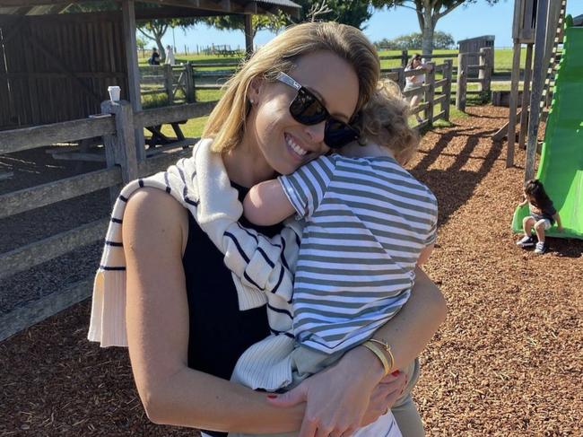 Sylvia Jeffreys and son Henry. She is a proud mum front and centre. Picture: Instagram