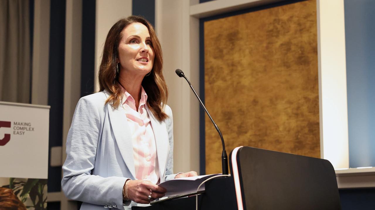 Cairns Mayor Amy Eden speaks at the UDIA Queensland Cairns mayoral address lunch. Picture: Brendan Radke