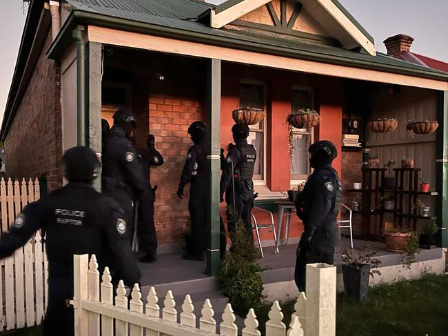 Police outside the Lithgow home. Picture: NSW Police.