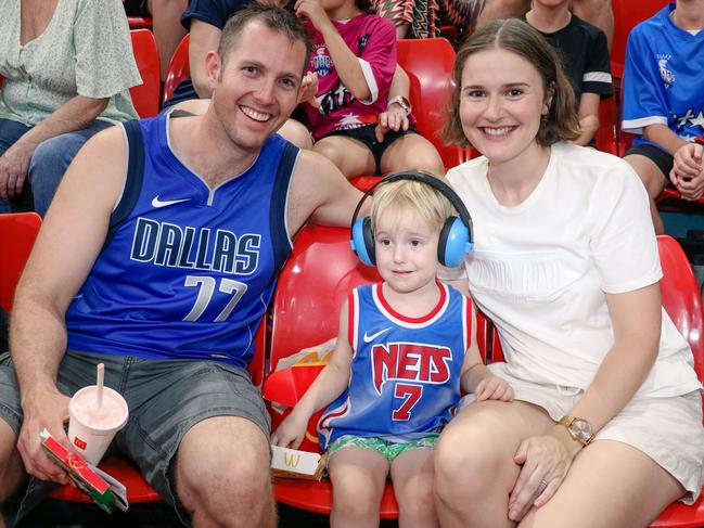 Jarrod, Austin and Emily Anderson were having a great time. Picture: Glenn Campbell.