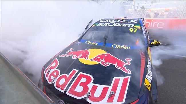 Shane van Gisbergen celebrating his win in Race 29.