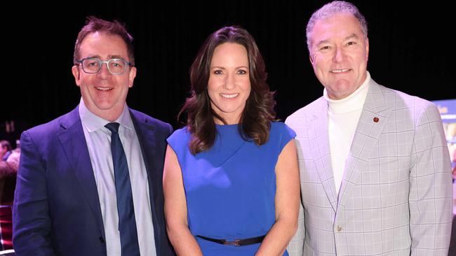 James McGrath, Bianca Stone and John Paul Langbroek at the TSS Foundation Business Breakfast with David Crisafulli at Gold Coast Convention and Exhibition Centre for Gold Coast at Large. Picture, Portia Large.