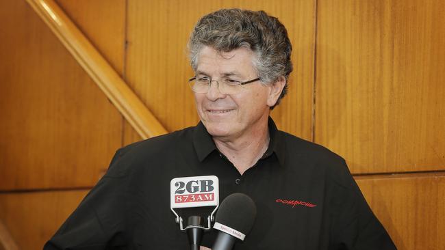 Comanche's owner Jim Cooney addressing the media at the Royal Yacht Club, Sandy Bay Tasmania after the protest hearing. Picture: MATHEW FARRELL