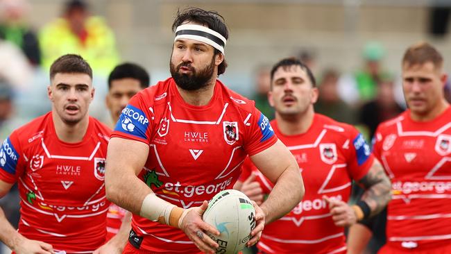 CANBERRA, AUSTRALIA - AUGUST 14: Aaron Woods of the Dragons in action during the round 22 NRL match between the Canberra Raiders and the St George Illawarra Dragons at GIO Stadium, on August 14, 2022, in Canberra, Australia. (Photo by Mark Nolan/Getty Images)