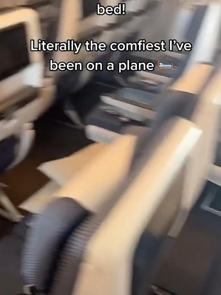 The passenger from Derbyshire in the UK was able to stretch out across a row of three seats while getting some shut-eye.