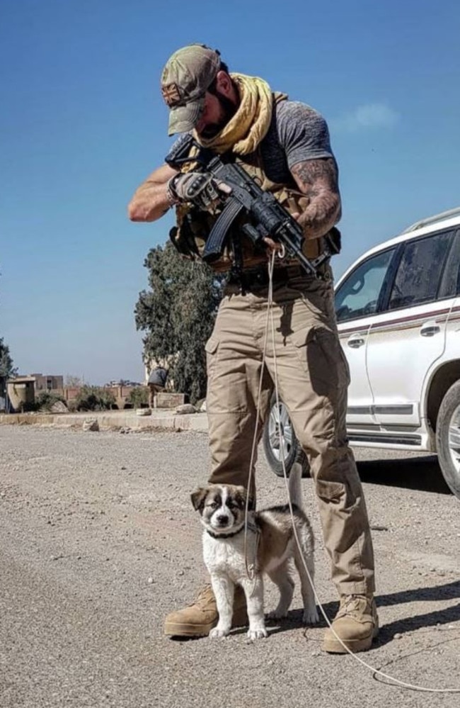 Sean Laidlaw was stationed in Syria in February 2018 when he found the scared pup surrounded by rubble.