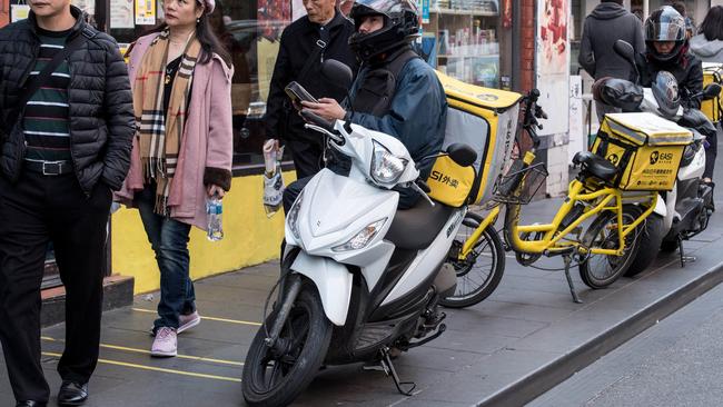 Commuters are fed up with EASI delivery bikes like these using the footpath.