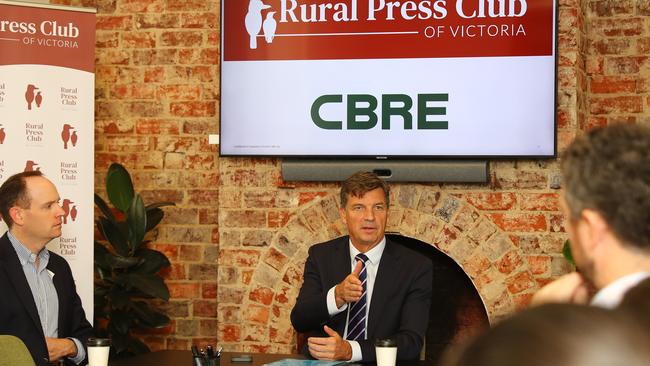 Angus Taylor at the Rural Press Club of Victoria. Picture: Alison Wynd