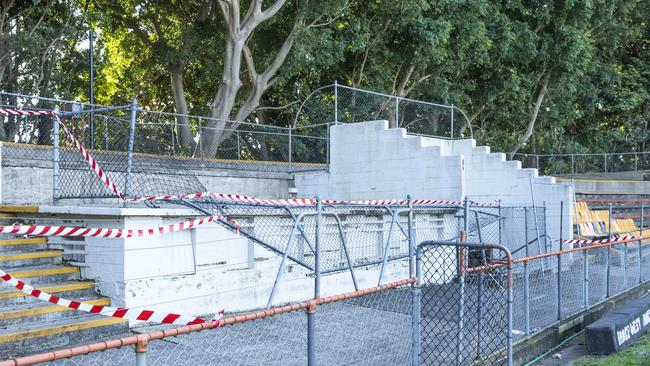 The area that gave way at Leichhardt Oval. Picture: NewsWire / Monique Harmer