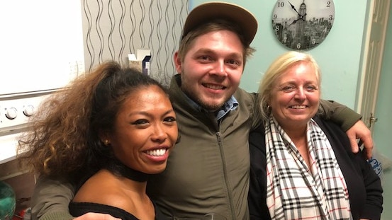 Gareth Aucock, 26 with girlfriend Juliet (L) and mother Sue (R) by his side before his asthma attack.