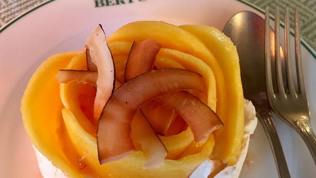 Mango and toasted coconut pavlova. Picture: Beverley Hudec