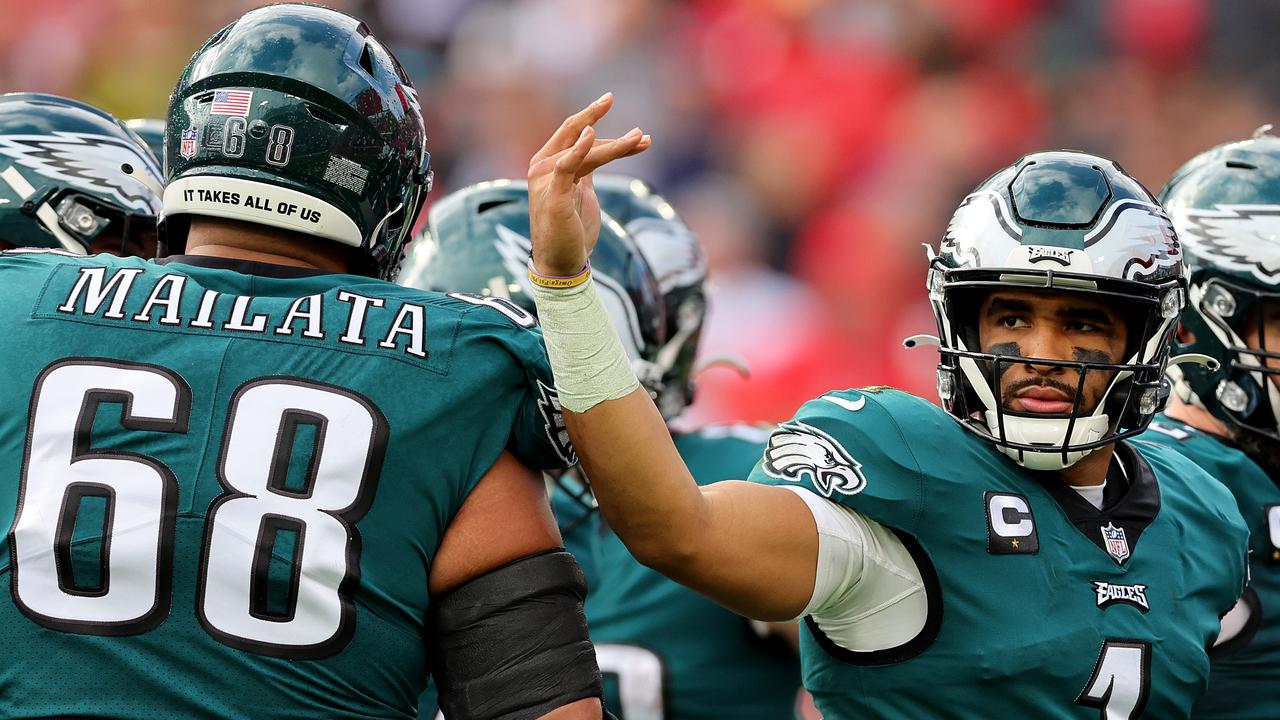 Jordan Mailata in tears as he exited MetLife. Photo via