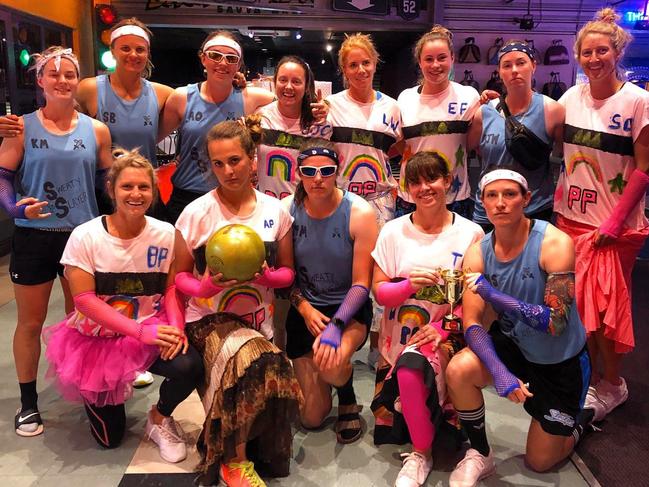 Adelaide Strikers cricketers dress up to go ten-pin bowling in Sydney. Picture: TWITTER