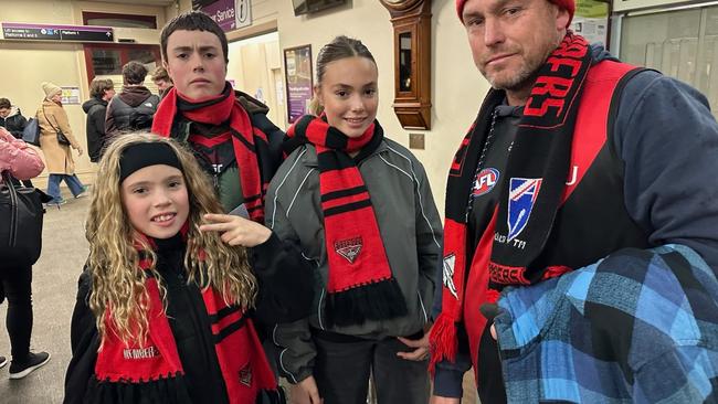 The Essendon supporting Andrews family from Ocean Grove were caught up in chaos trying to get to the football in Melbourne by train from Geelong.  