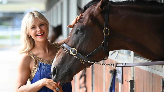 1Part owner Stephanie Cunningham with Magic Millions favourite Storm Boy at the Chris Munce stables in Eagle Farm, Brisbane. Picture: Lyndon Mechielsen