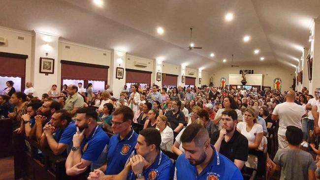 Hundreds of mourners gathered last night across several Maronite churches including St Michael's Belfield. Picture: Supplied