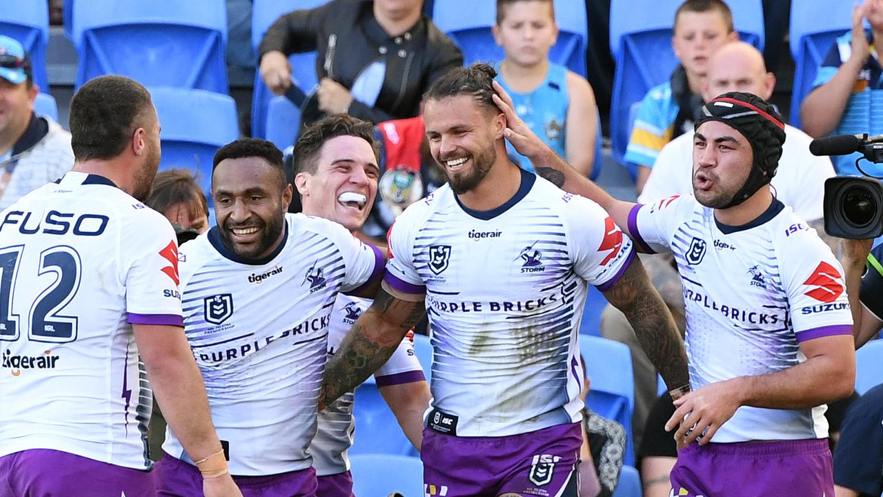 Sandor Earl celebrates with his Storm teammates