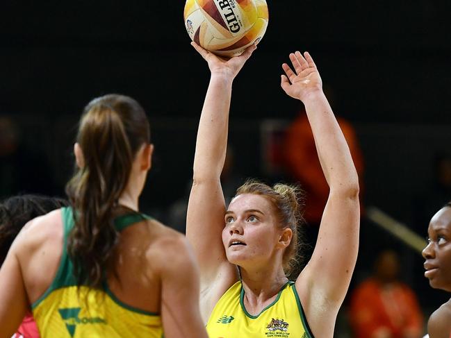 CAPE TOWN, SOUTH AFRICA - AUGUST 03: Steph Wood (Vice-Captain) of Australia during the Netball World Cup 2023, Pool F match between Australia and England at Cape Town International Convention Centre Court 1 on August 03, 2023 in Cape Town, South Africa. (Photo by Ashley Vlotman/Gallo Images/Netball World Cup 2023 via Getty Images)