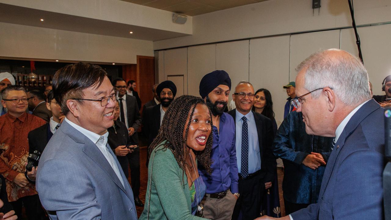 Mr Morrison received a warm welcome at the function in support of Gladys Liu MP. Picture: Jason Edwards