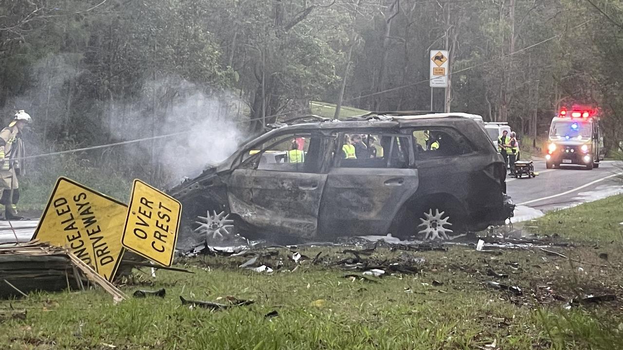 One of the vehicles involved in the Gold Coast crash that killed three people.