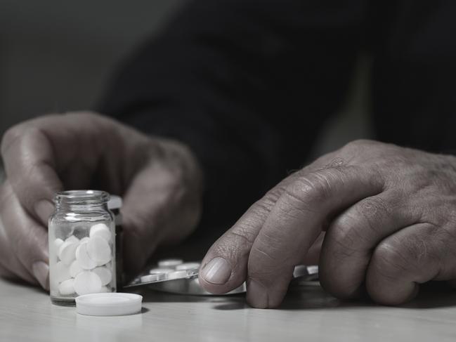 Close-up of man going to overdose drugs