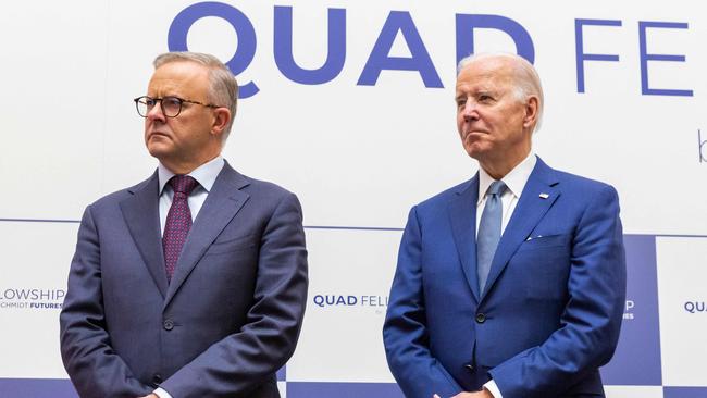 Australian PM Anthony Albanese and US President Joe Biden … Australia is closely aligned to the US in its struggle with China to retain global dominance. Picture: AFP