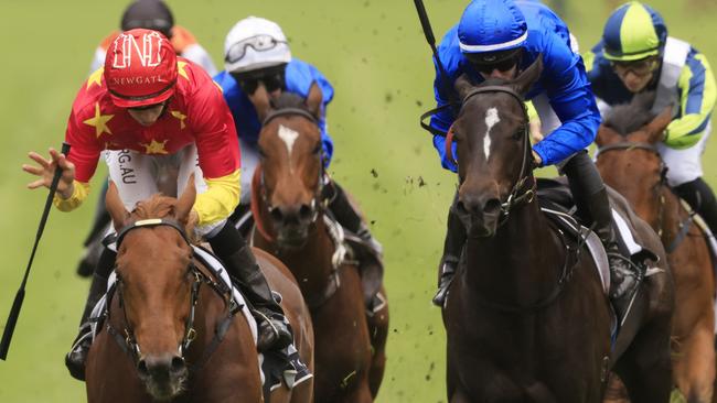 Camino Real (blue) can break her maiden at Wyong on Tuesday. Picture: Getty Images