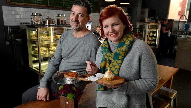 Gareth and Emma Grierson in happier times. They couple has been forced to put their suburban bakery into liquidation. Picture: Campbell Brodie