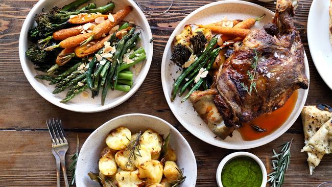 The lamb roast and accompanying dishes at Fratelli Fresh. Picture: Jenifer Jagielski