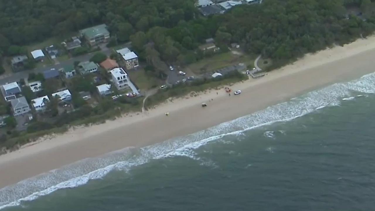 Emergency services were called to Woorim Beach on Bribie Island about 4.45pm local time on Monday. Picture: 7 news