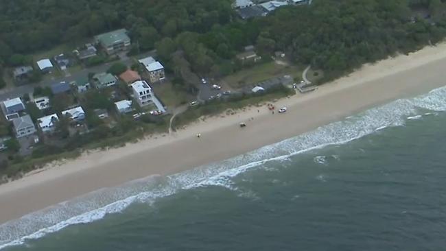 Emergency services were called to Woorim Beach on Bribie Island about 4.45pm local time on Monday. Picture: 7 news