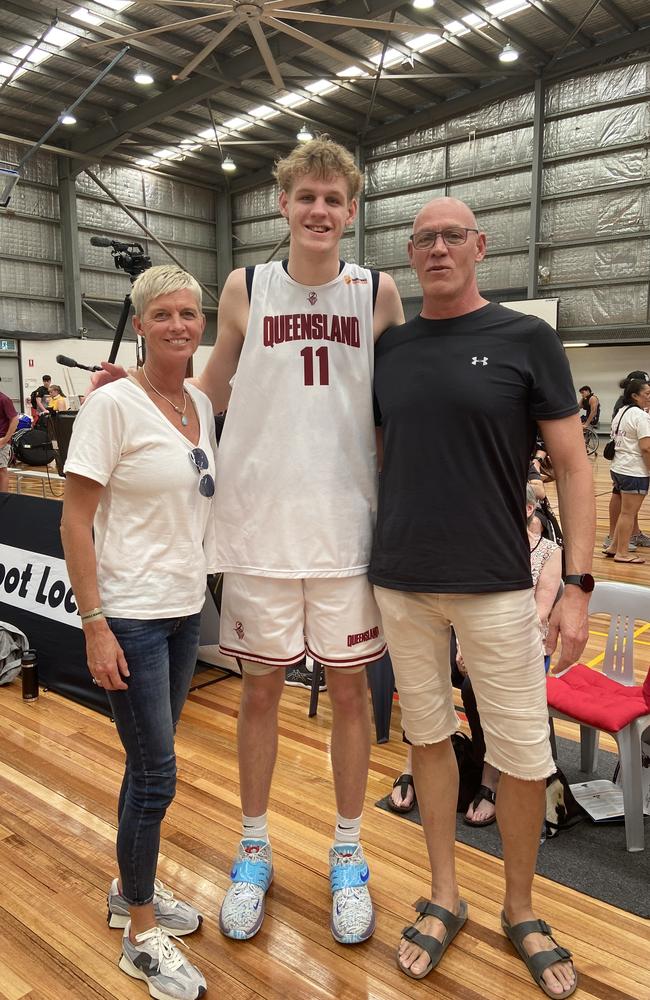 Rocco Zikarksy with his mum Kylie and dad Bjorn.