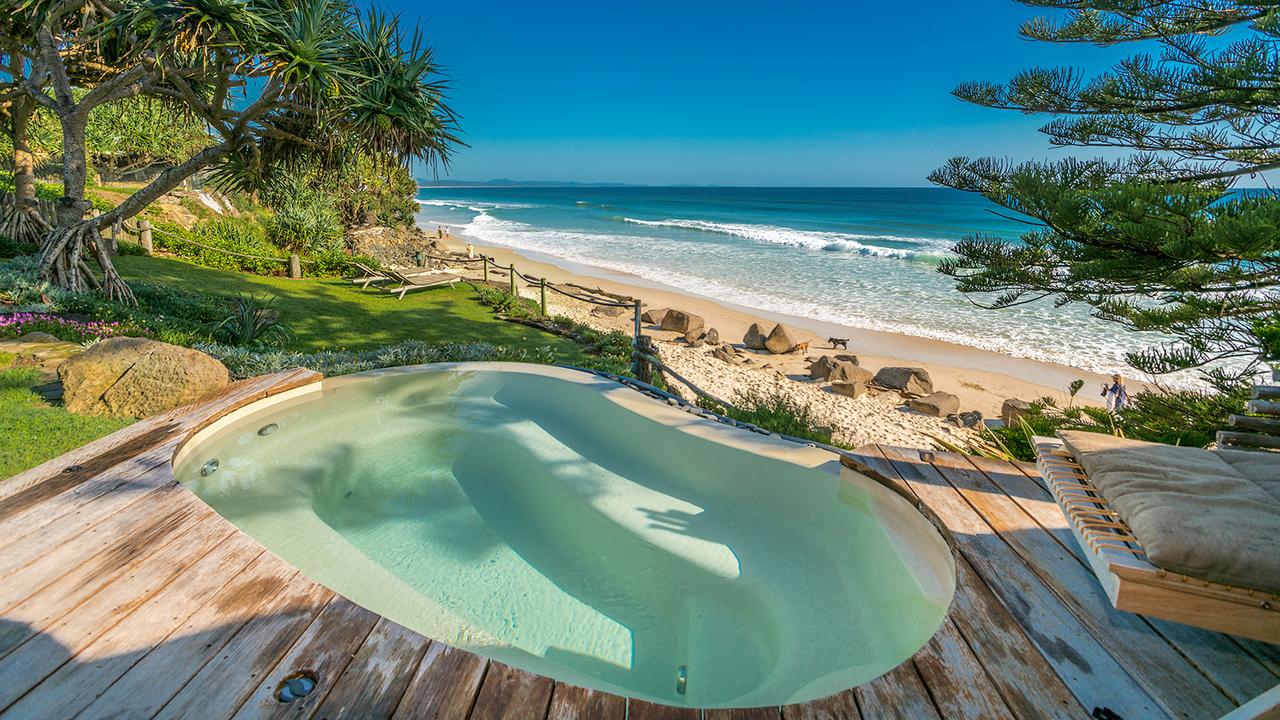 At Moondarah you face the vexxing holiday choice of a pool or ocean swim. Picture: Byron Bay Luxury Homes