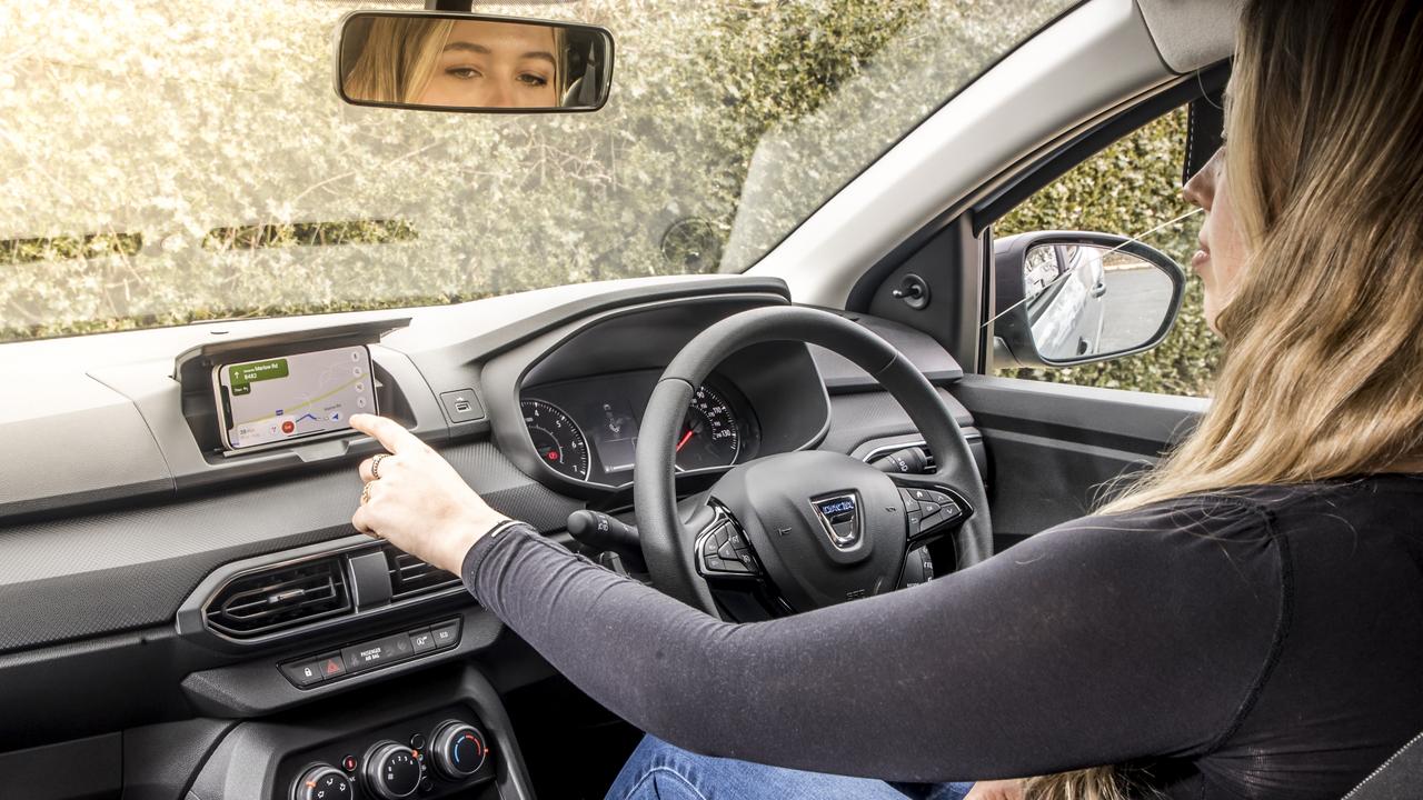 The Dacia Sandero has a smartphone dock instead of a touchscreen.