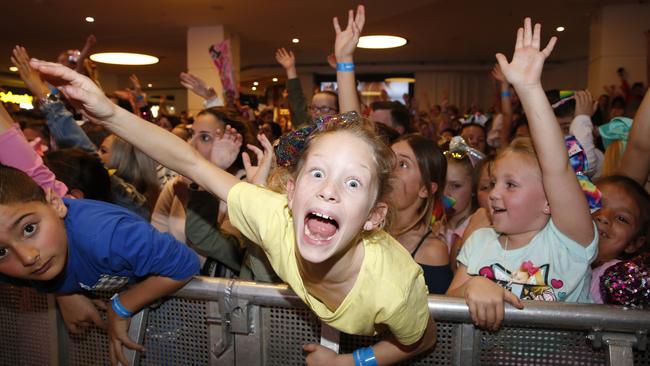 The lucky fans who got a wristband into the free Sydney concert. Picture: AAP