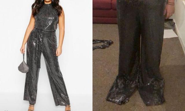 Olivia Burroughs, from Nottinghamshire, ordered this jumpsuit from Boohoo in the Black Friday sale. Image: Caters News Agency