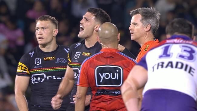 Nathan Cleary grimaces in pain.