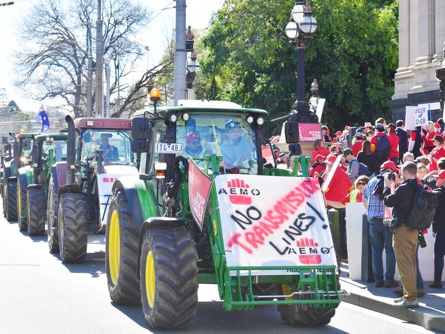 A farmers’ rally against transmission towers. Picture: Zoe Phillips