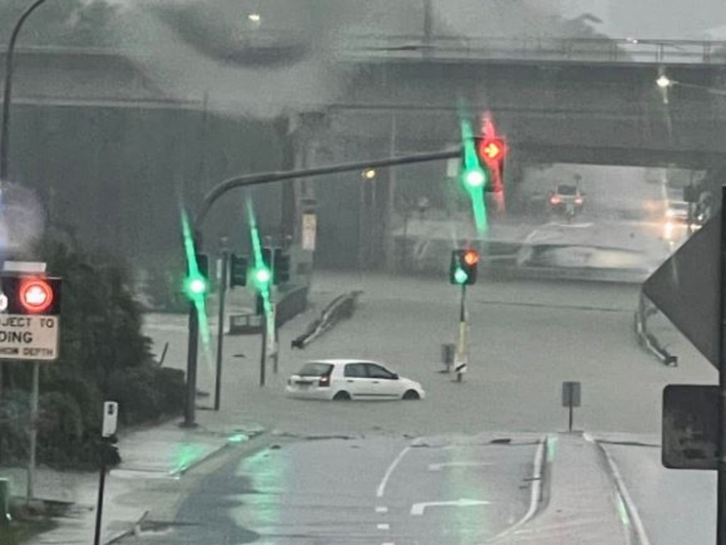 Flash flooding at Widdop St, near Toombul Shopping Centre. Picture: Catherine Strutton