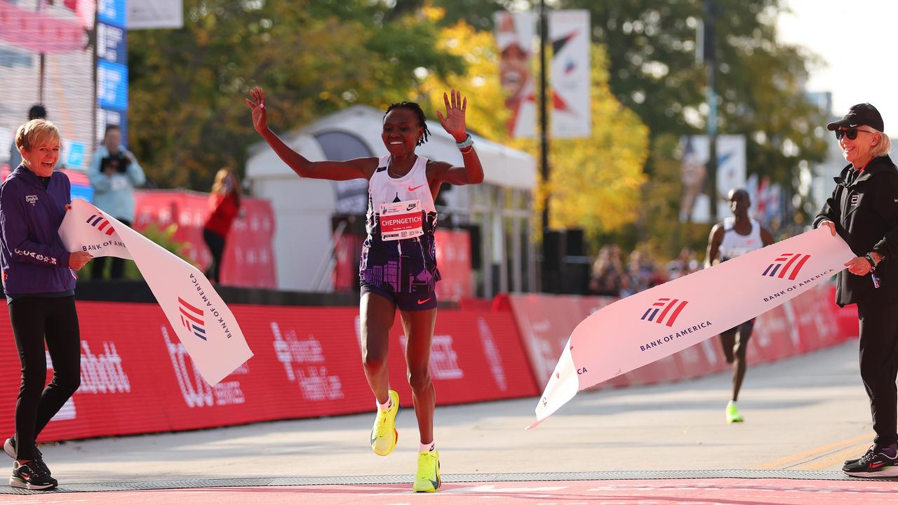 Ruth Chepngetich of Kenya obliterated the women’s world record by almost two minutes.