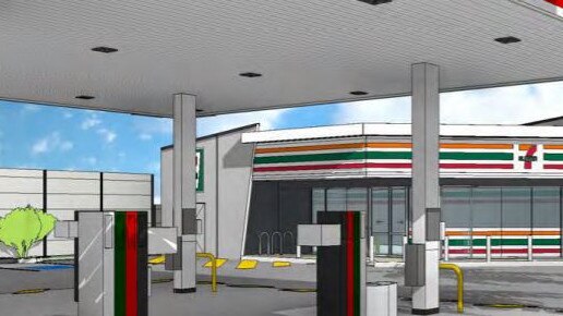 Artist impression of the proposed 7/11 service station at East Brisbane.