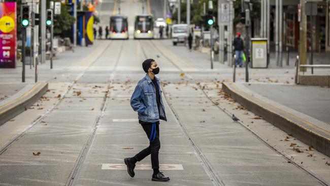 A deserted Melbourne CBD. Picture: Wayne Taylor