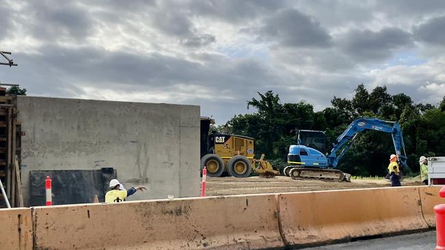 Construction workers at the Smiths Gap site on July 10, 2023. Picture: Peter Carruthers