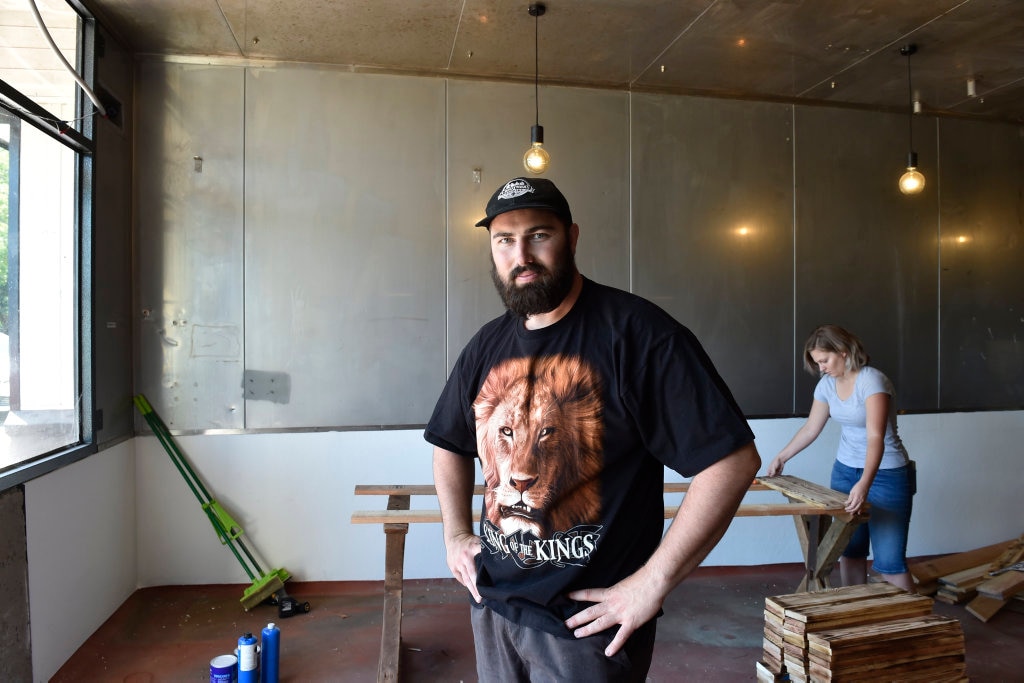 Owner of Adrian Cubit and his partner Katelyn Garner working on the brewery in January. Work has now been completed and the brewery is set to open this weekend. Picture: Bev Lacey