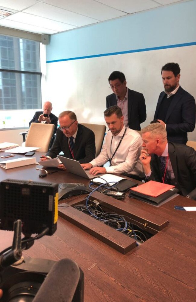 AFP officers inside the ABC building today. Picture: ABC Twitter