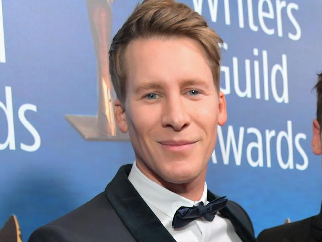 BEVERLY HILLS, CA - FEBRUARY 11:  Writer Dustin Lance Black (L) and Tom Daley attend the 2018 Writers Guild Awards L.A. Ceremony at The Beverly Hilton Hotel on February 11, 2018 in Beverly Hills, California.  (Photo by Charley Gallay/Getty Images for 2018 Writers Guild Awards L.A. Ceremony )