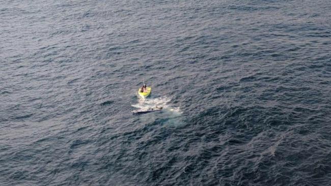 Westpac Lifesaver Rescue Helicopter on scene at Cudgen Headland where a boat overturned. Photo Supplied